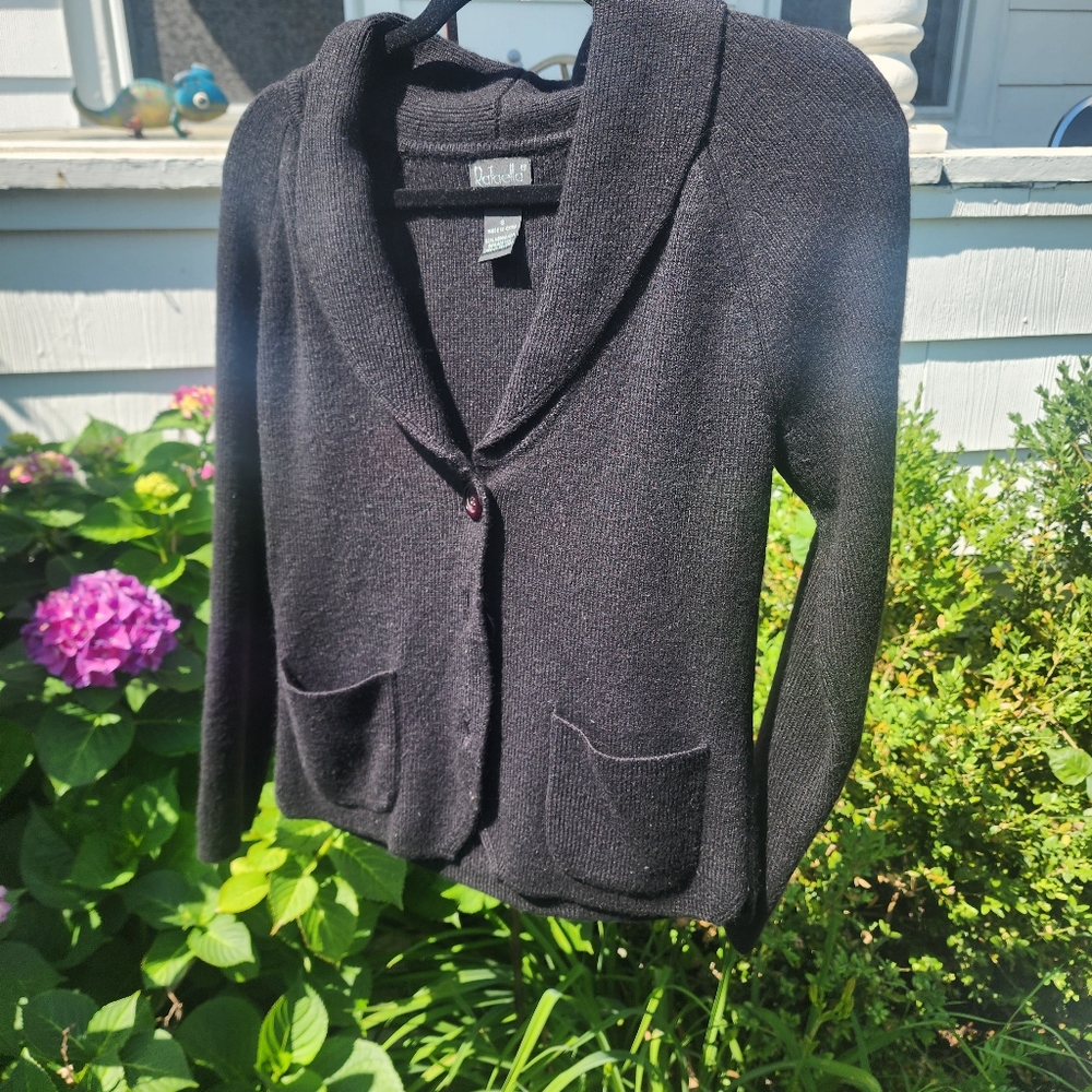 Rafaella GUC Black Wool Blend Cardigan Womens Sz S